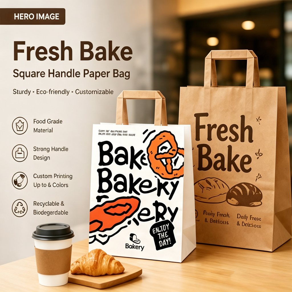 Square Handle Kraft Paper Bag