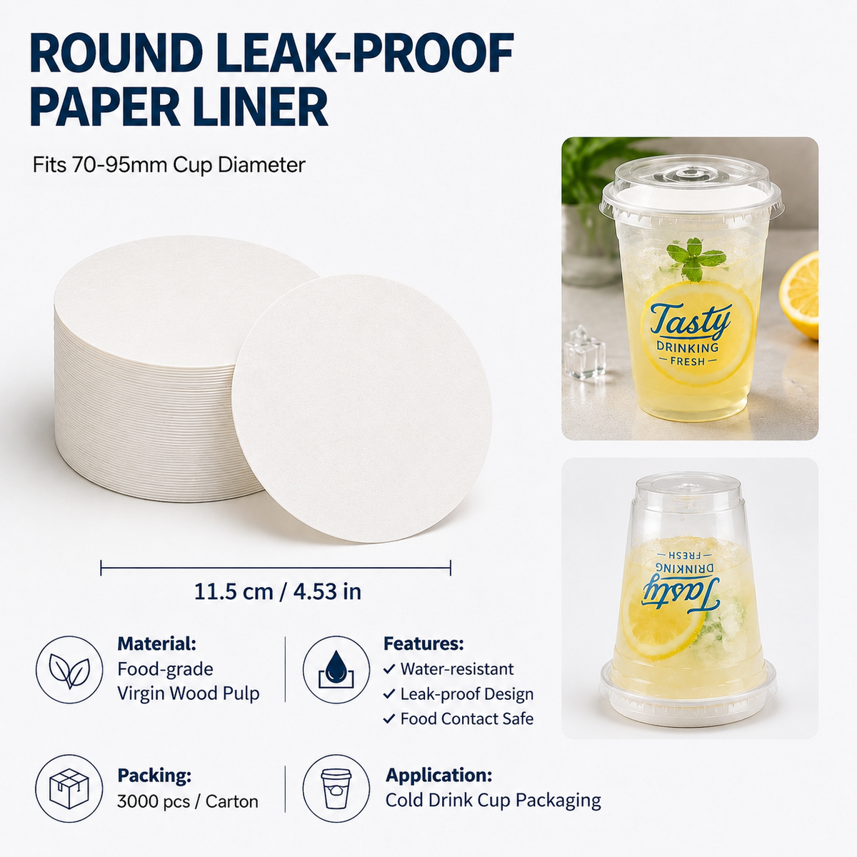 Custom PET Cups, Lids, Straws & Leak‑Proof Paper Liners