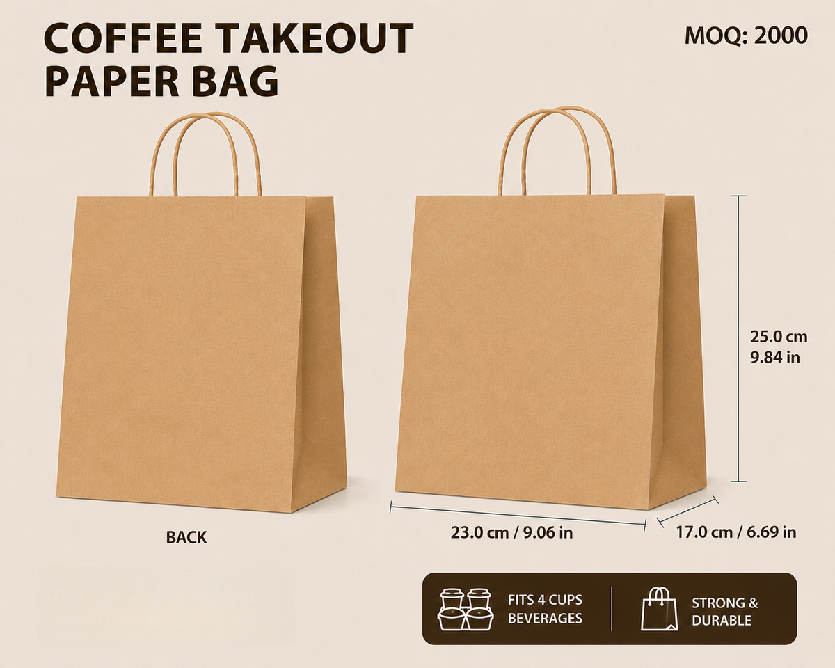 Custom Kraft Coffee Beverage Bags (Single‑Cup, Double‑Cup, Four‑Cup)
