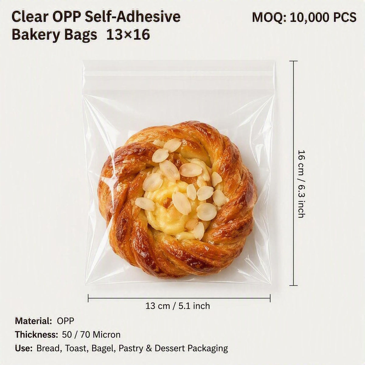 Clear Self-Adhesive Bread Bags | OPP Bakery Packaging Bags