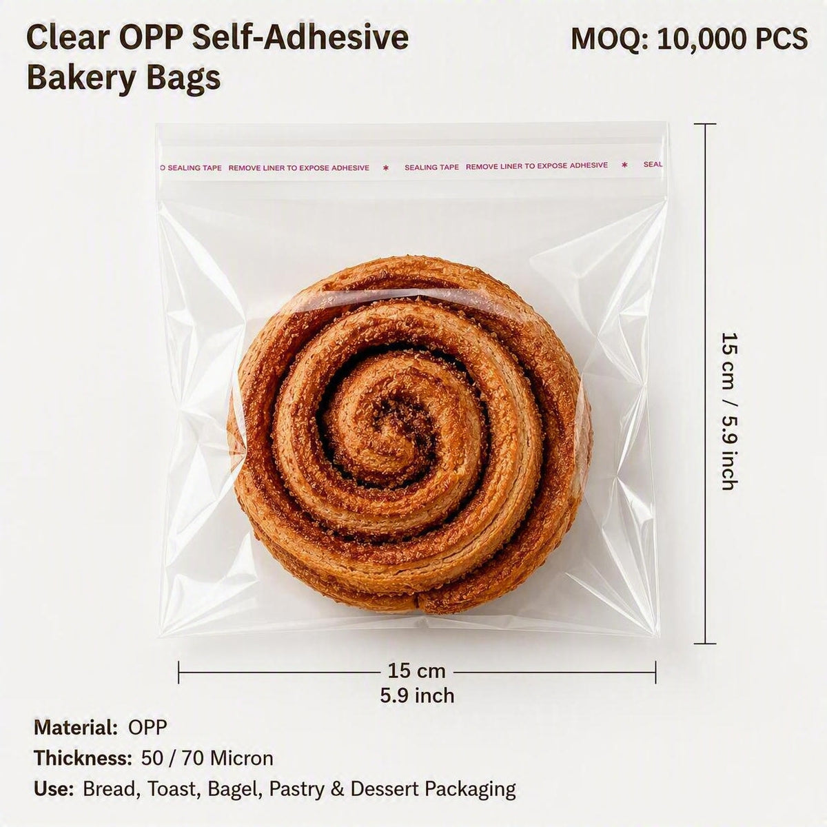 Clear Self-Adhesive Bread Bags | OPP Bakery Packaging Bags
