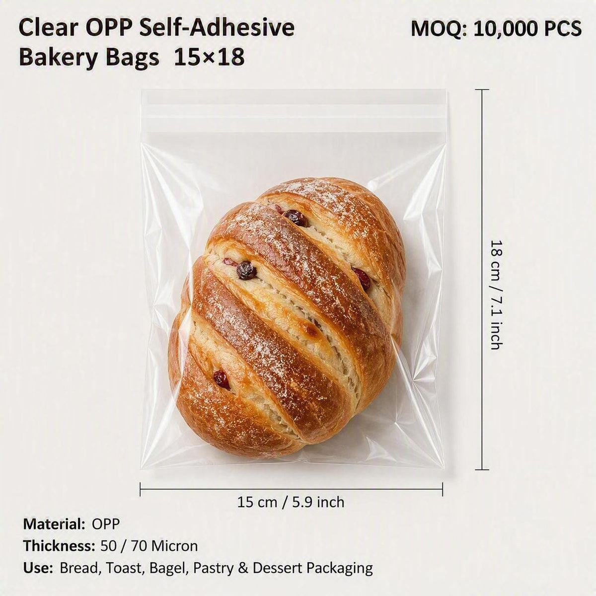 Clear Self-Adhesive Bread Bags | OPP Bakery Packaging Bags