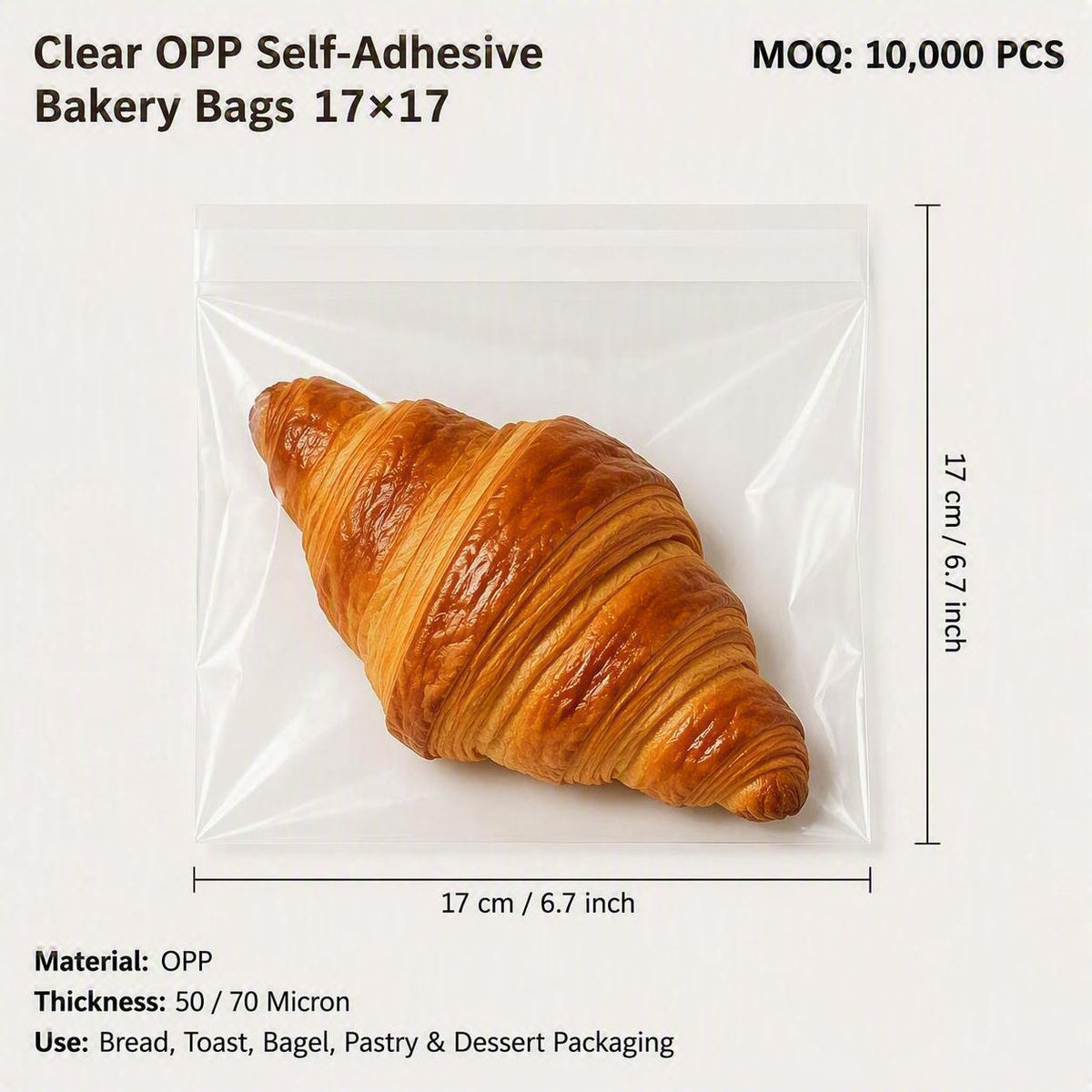 Clear Self-Adhesive Bread Bags | OPP Bakery Packaging Bags