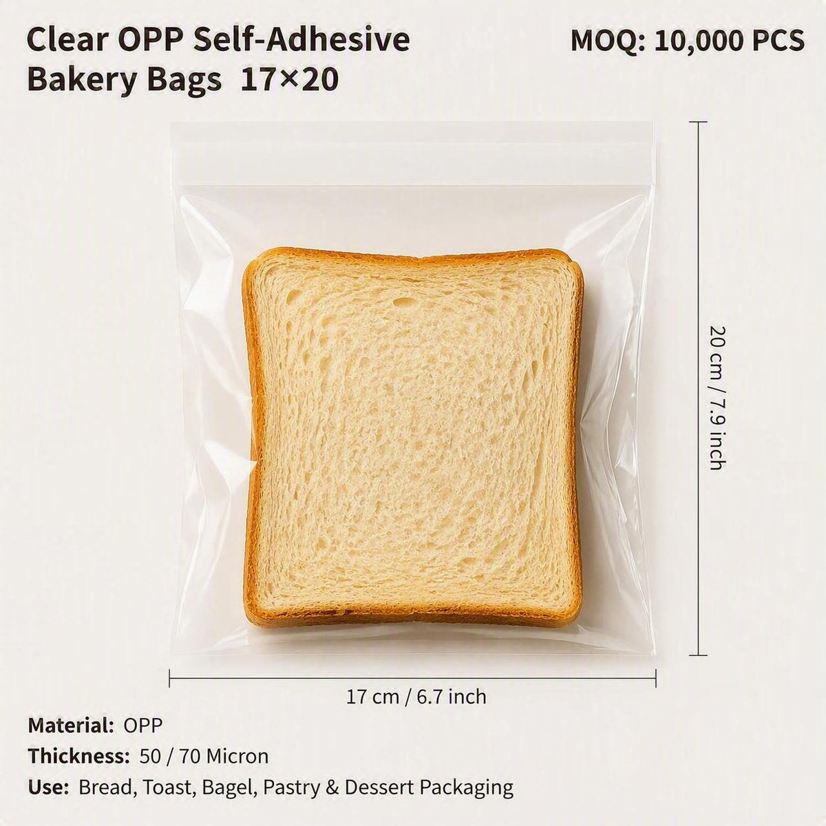Clear Self-Adhesive Bread Bags | OPP Bakery Packaging Bags