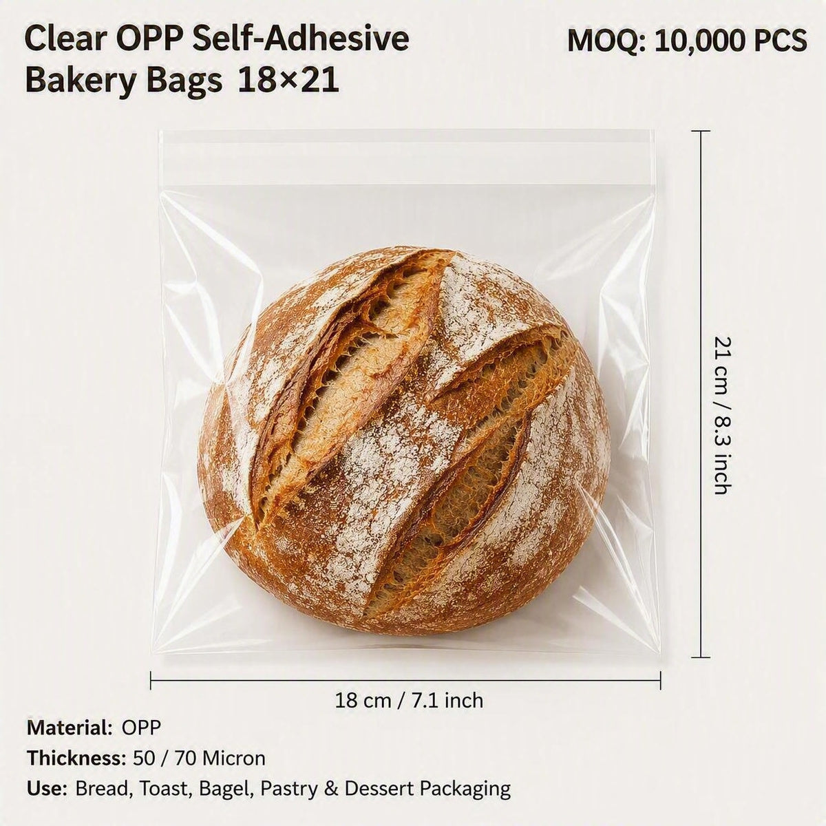 Clear Self-Adhesive Bread Bags | OPP Bakery Packaging Bags