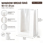 Window Bread Bags – White Kraft Paper with Transparent Window