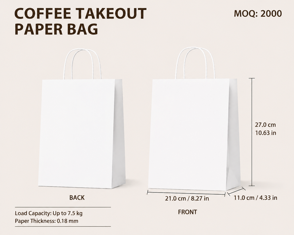 COFFEE TAKEOUT PAPER BAG（Double Cup-21 cm × 11 cm × 27 cm）