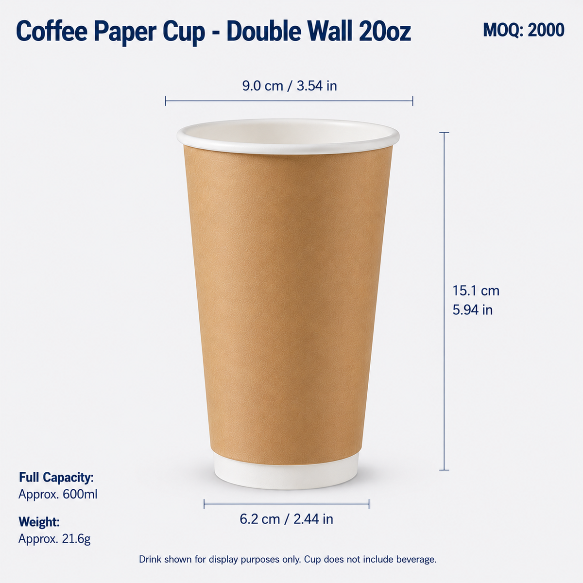 Custom Double‑Wall Paper Coffee Cups, Lids & Straws