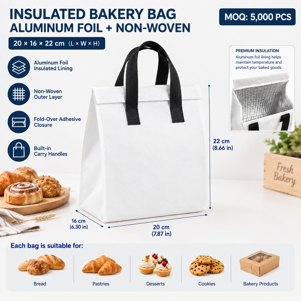 Custom Insulated Aluminum Foil Non‑Woven Bakery Bag