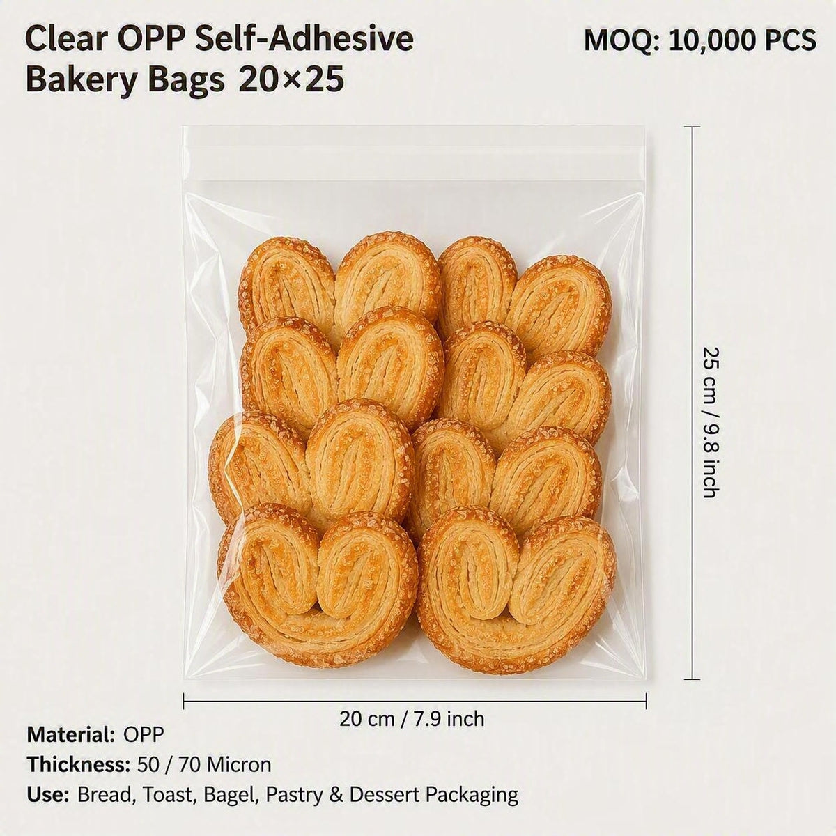 Clear Self-Adhesive Bread Bags | OPP Bakery Packaging Bags