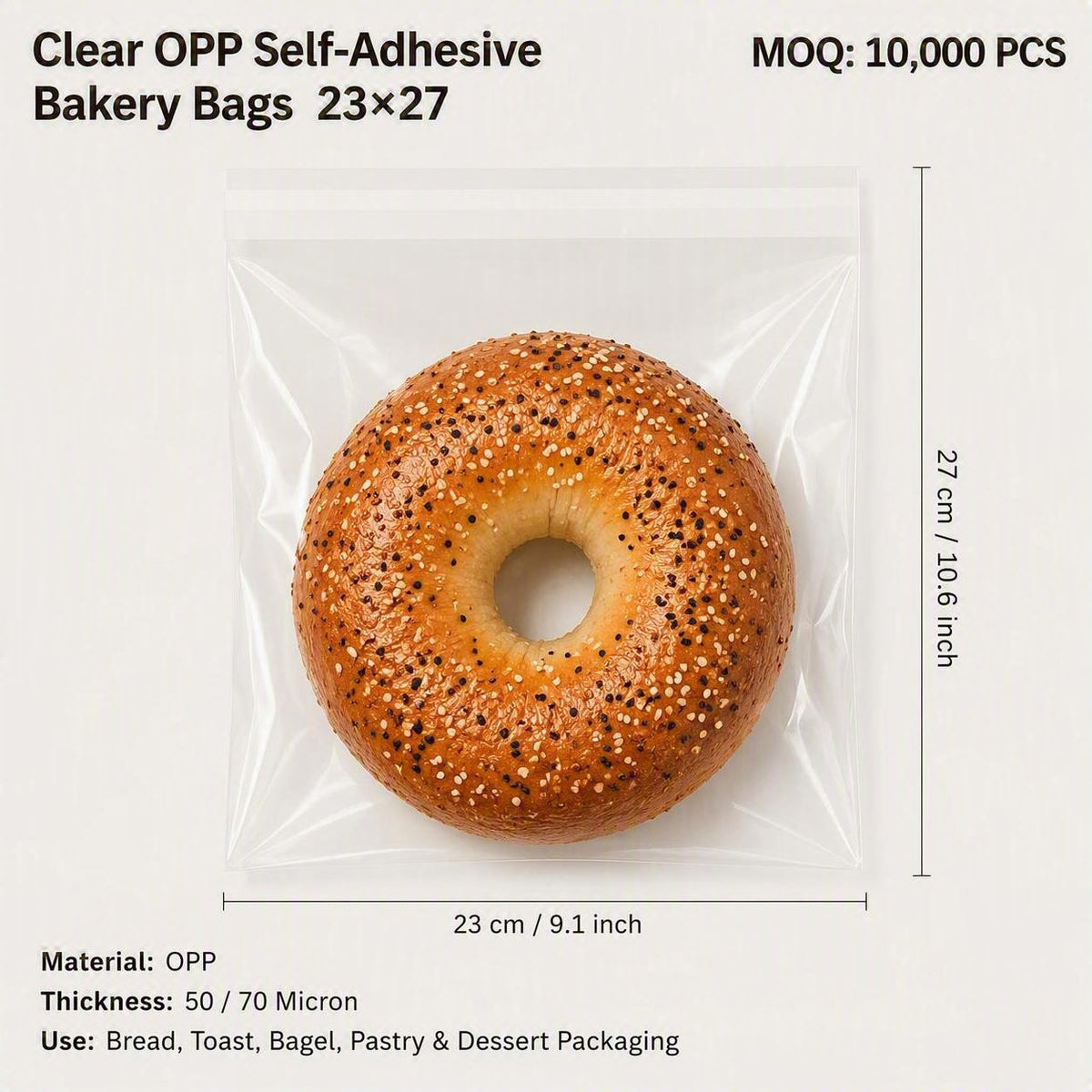 Clear Self-Adhesive Bread Bags | OPP Bakery Packaging Bags