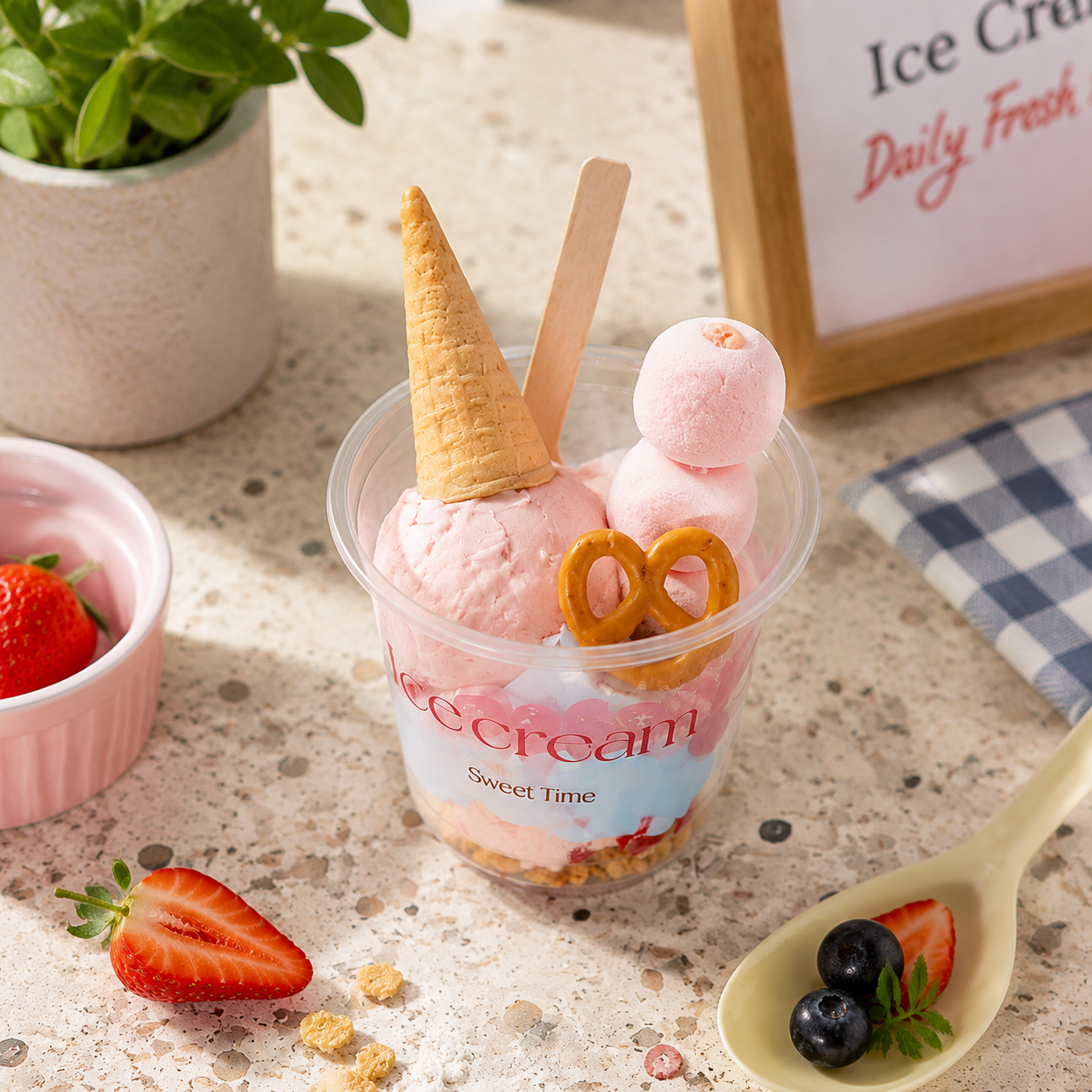 PET Transparent Ice Cream Cups