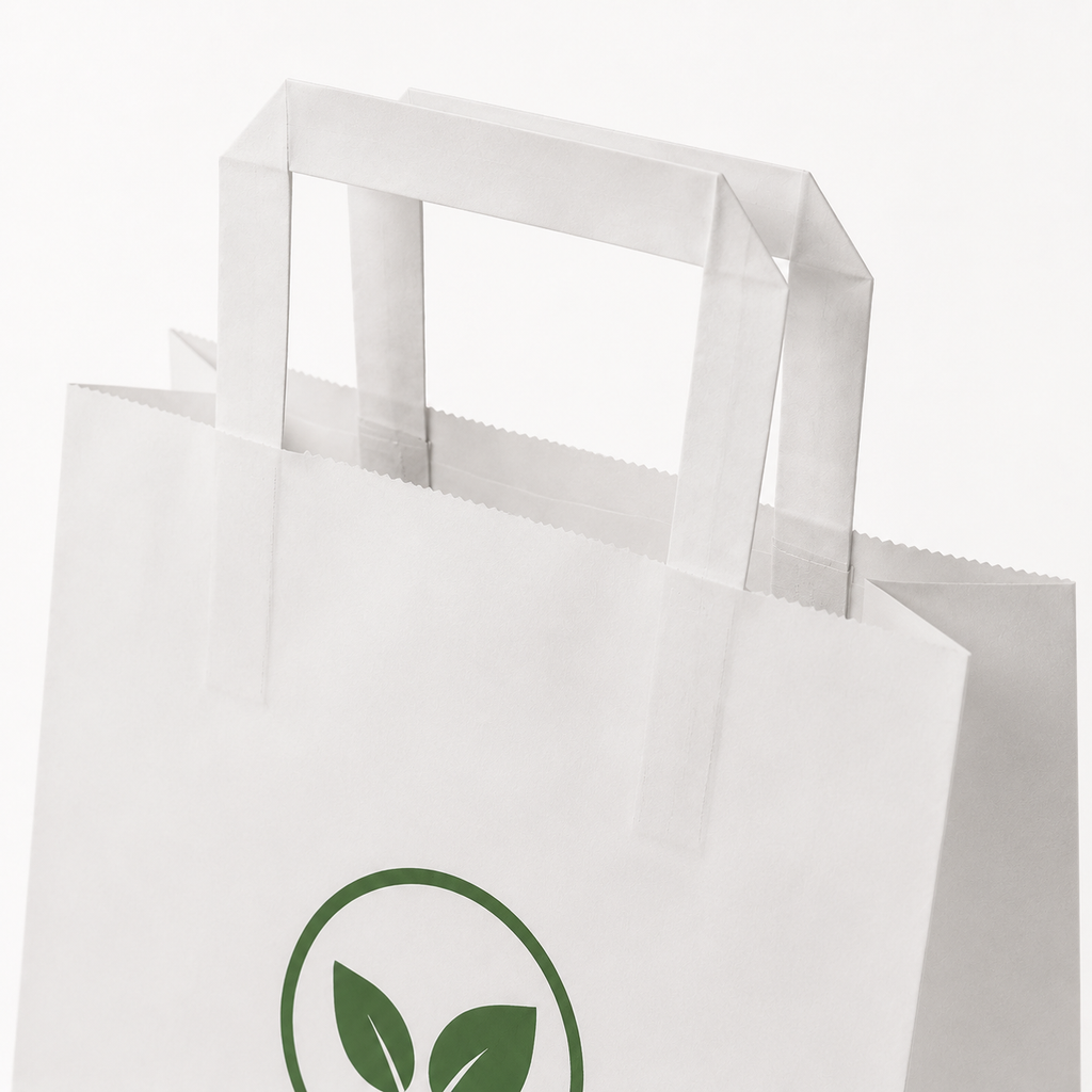 Custom White Kraft Paper Bags with Handles