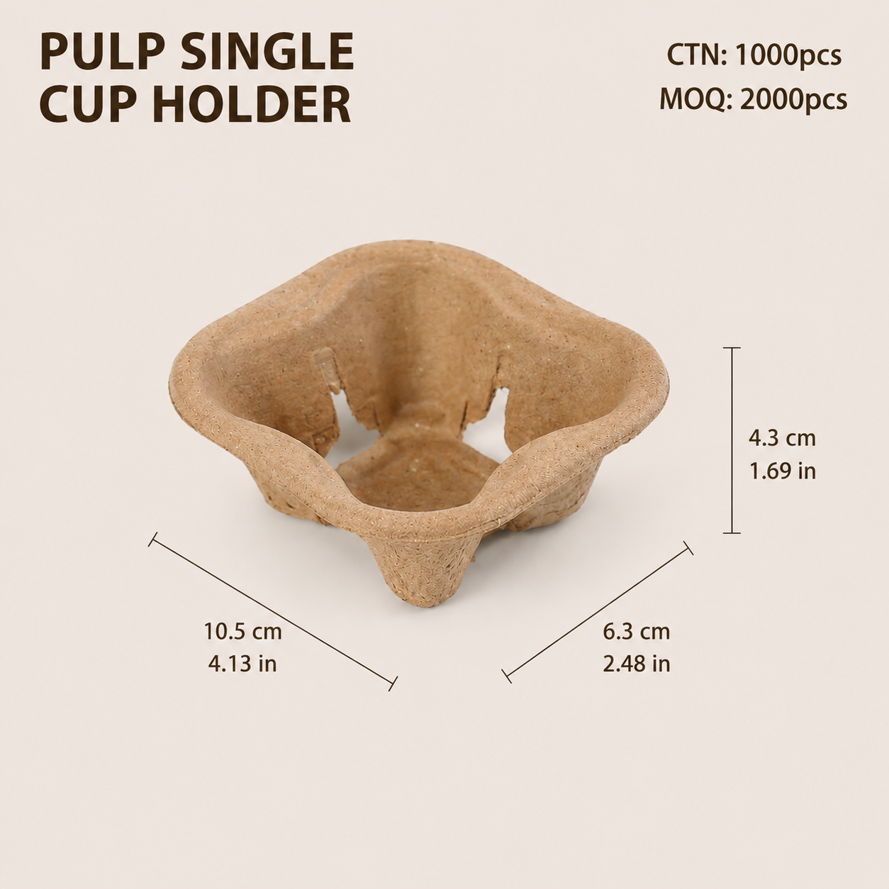 Eco-Friendly Biodegradable Pulp Cup Holder for Coffee & Beverage Takeaway