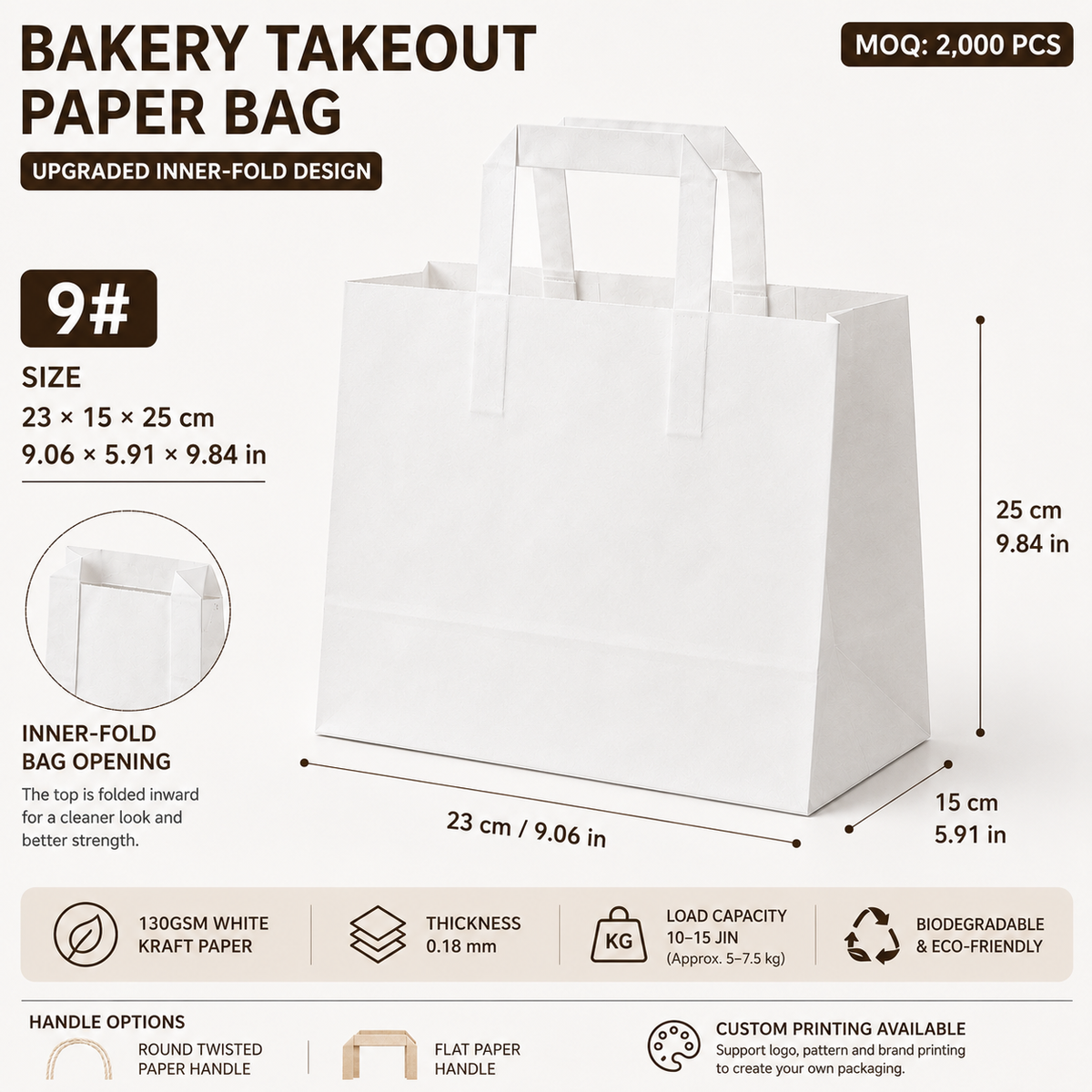 Custom Multi‑Size Bakery Paper Bags for Bread, Cake & Pastry Takeaway Packaging