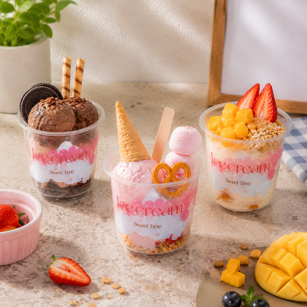 PET Transparent Ice Cream Cups