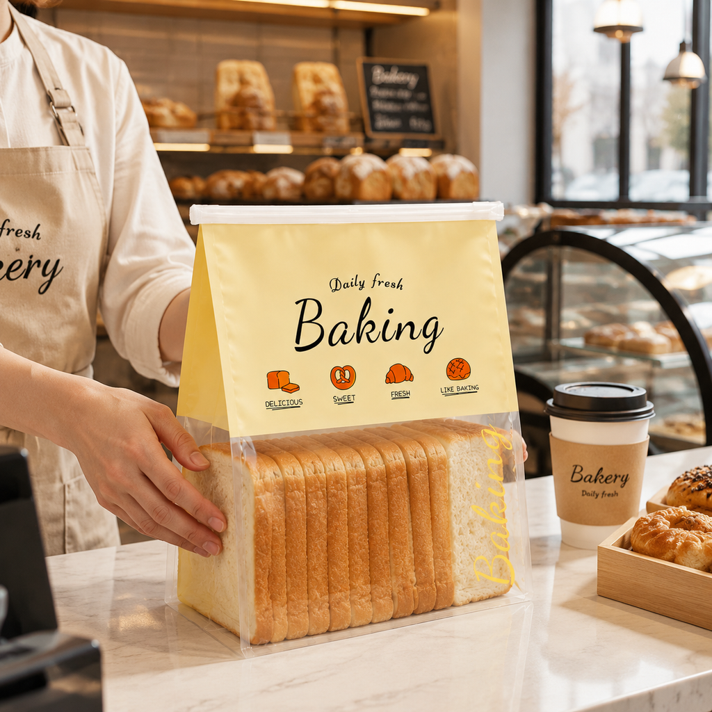 Wire Tie Window Bread Bags with Clear Front Display for Bakery Packaging