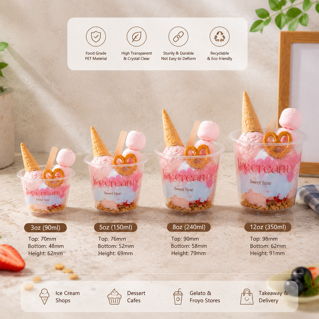 PET Transparent Ice Cream Cups