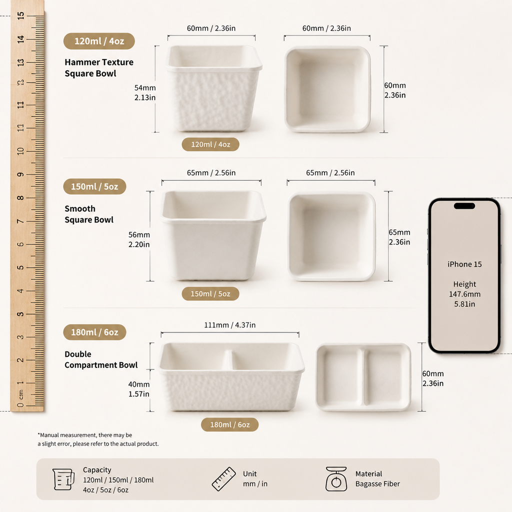 Eco-Friendly Bagasse Fiber Ice Cream Bowls