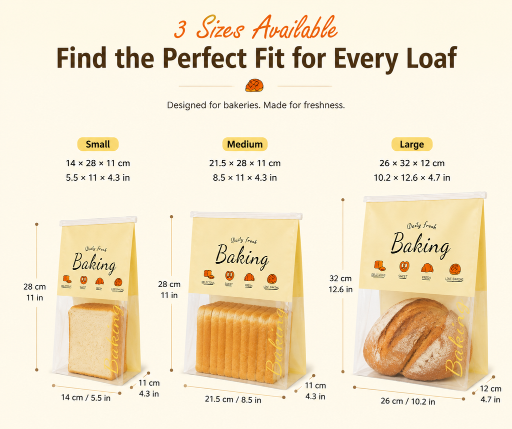 Wire Tie Window Bread Bags with Clear Front Display for Bakery Packaging