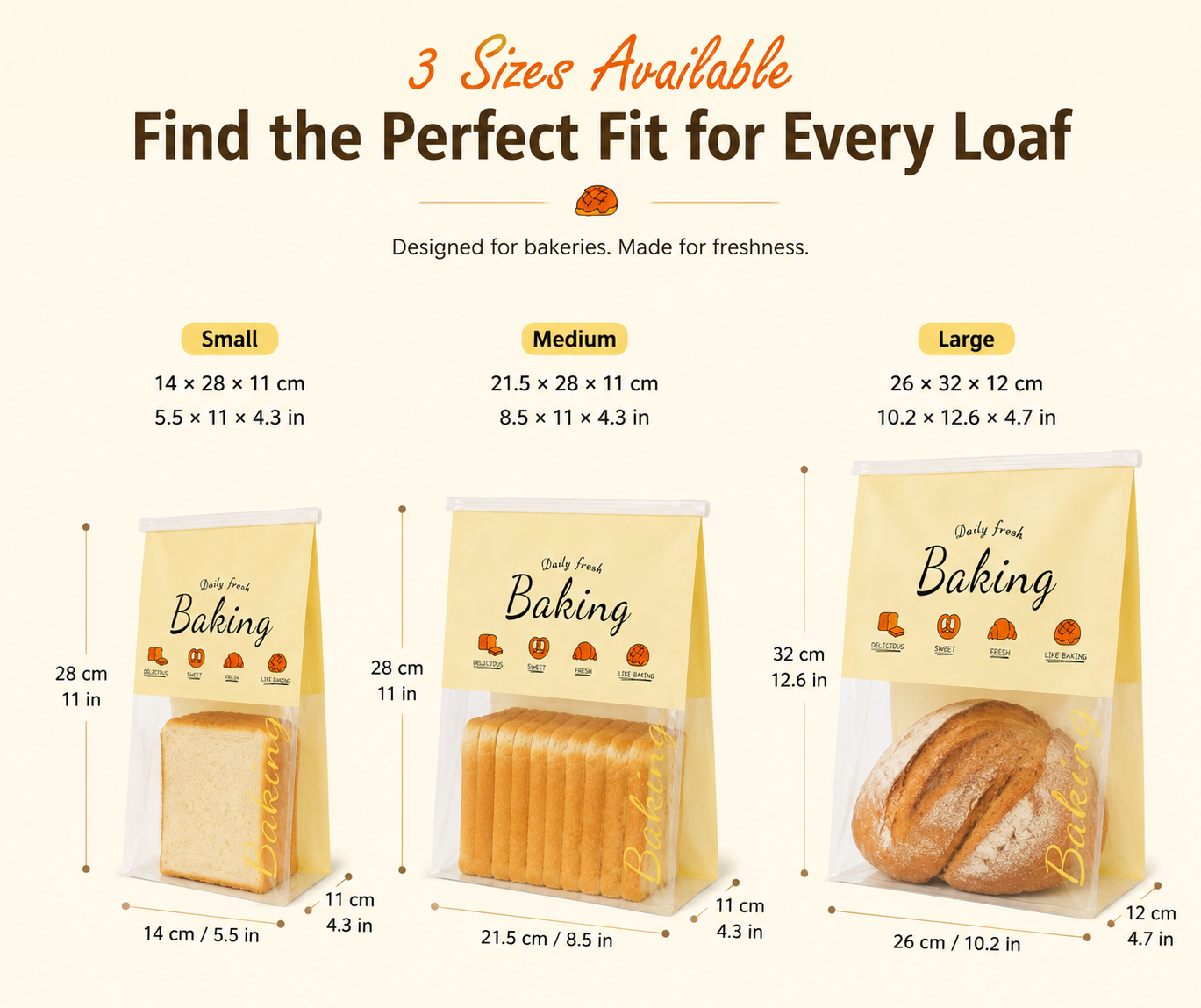 Wire Tie Window Bread Bags with Clear Front Display for Bakery Packaging