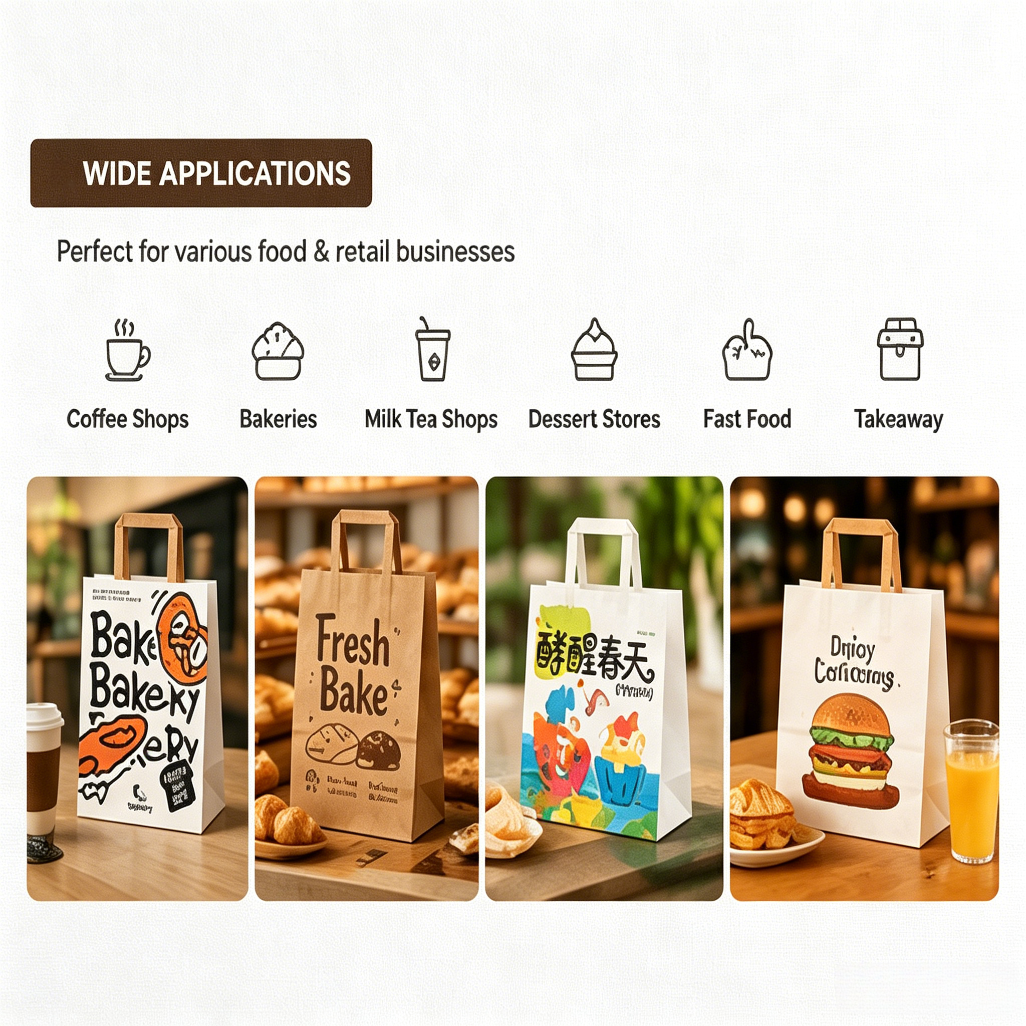 Square Handle Kraft Paper Bag