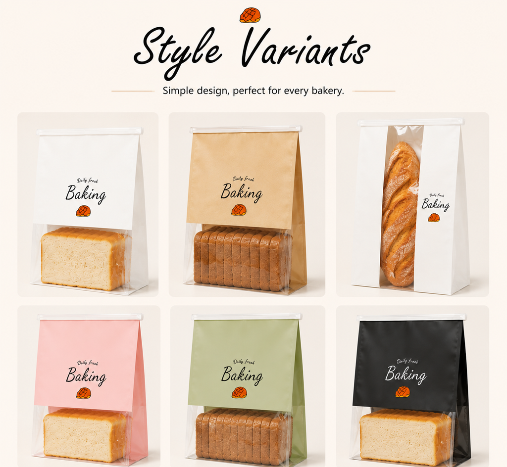 Wire Tie Window Bread Bags with Clear Front Display for Bakery Packaging