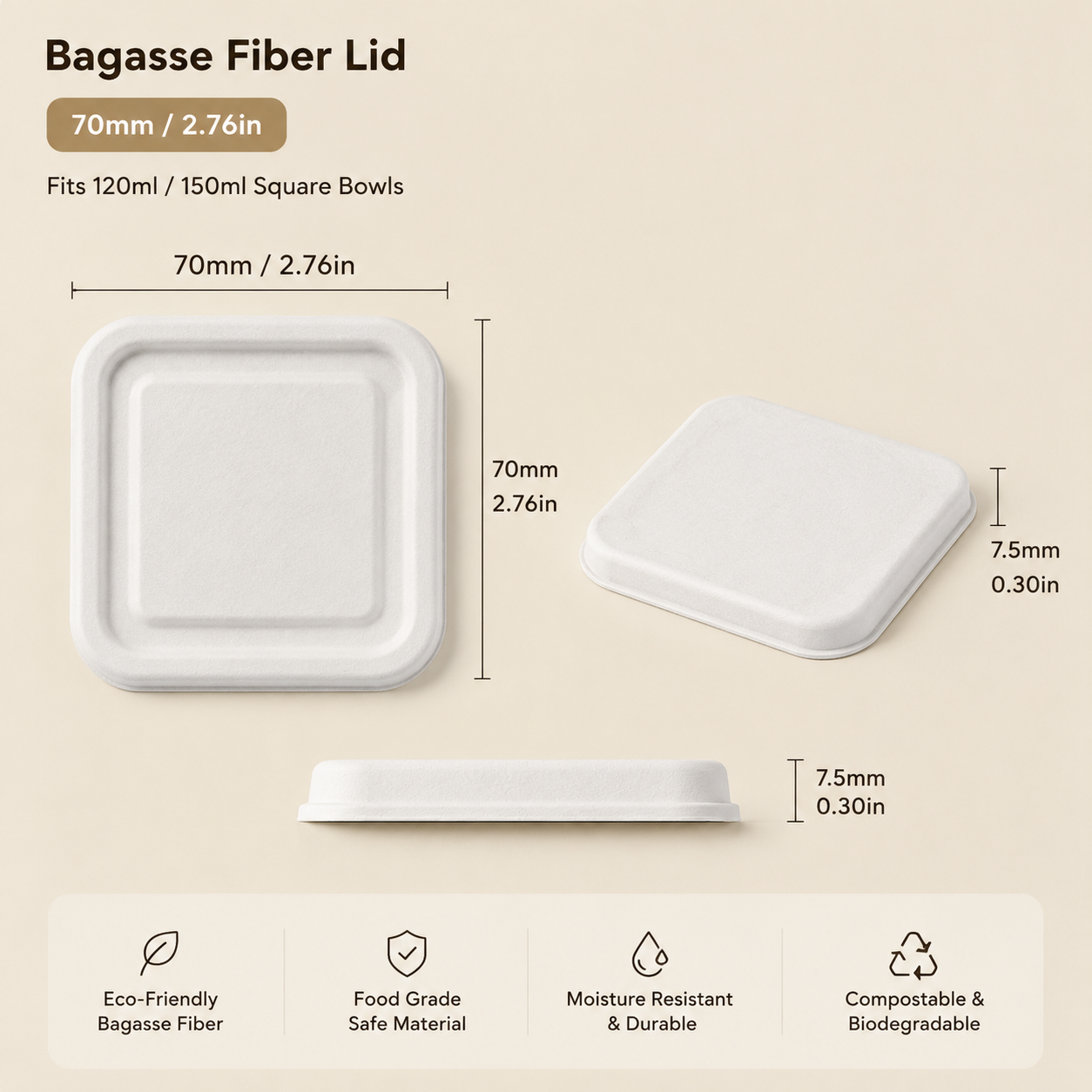 Eco-Friendly Bagasse Fiber Ice Cream Bowls