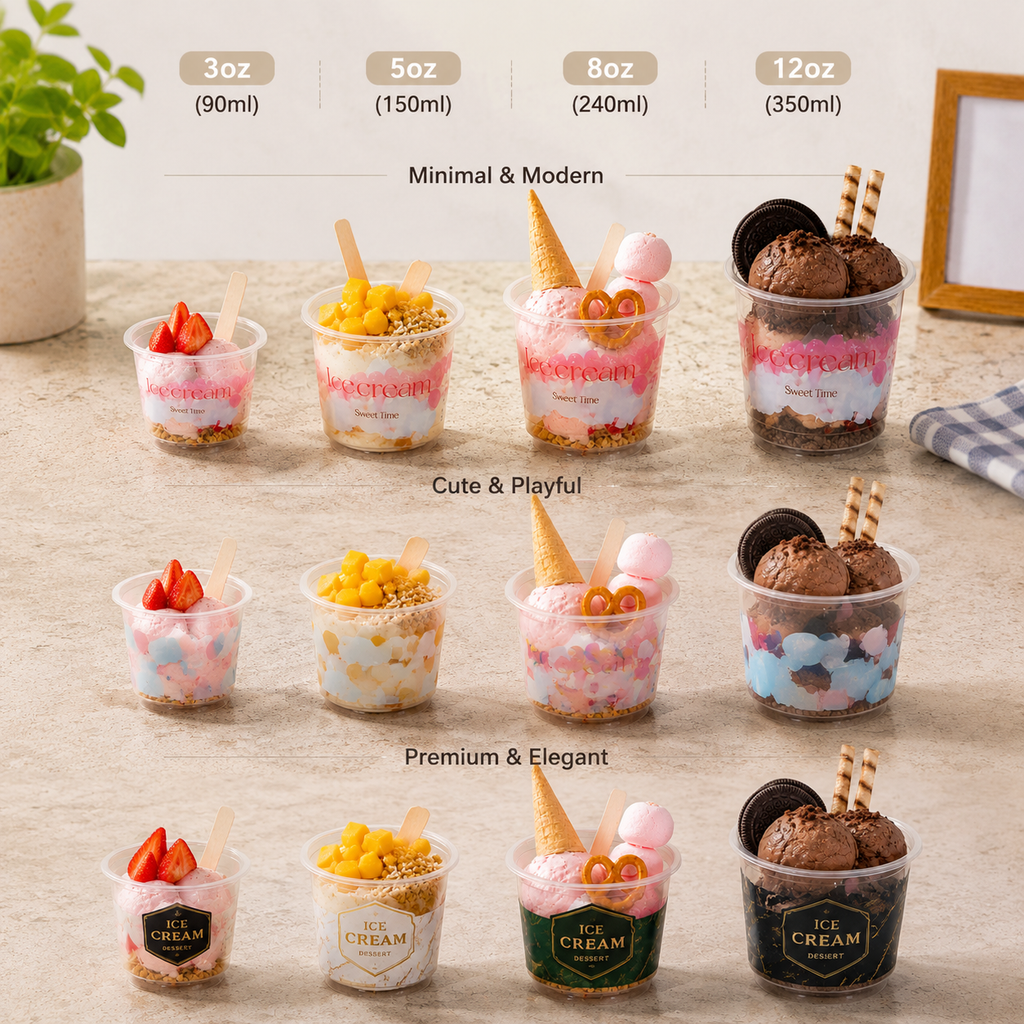 PET Transparent Ice Cream Cups