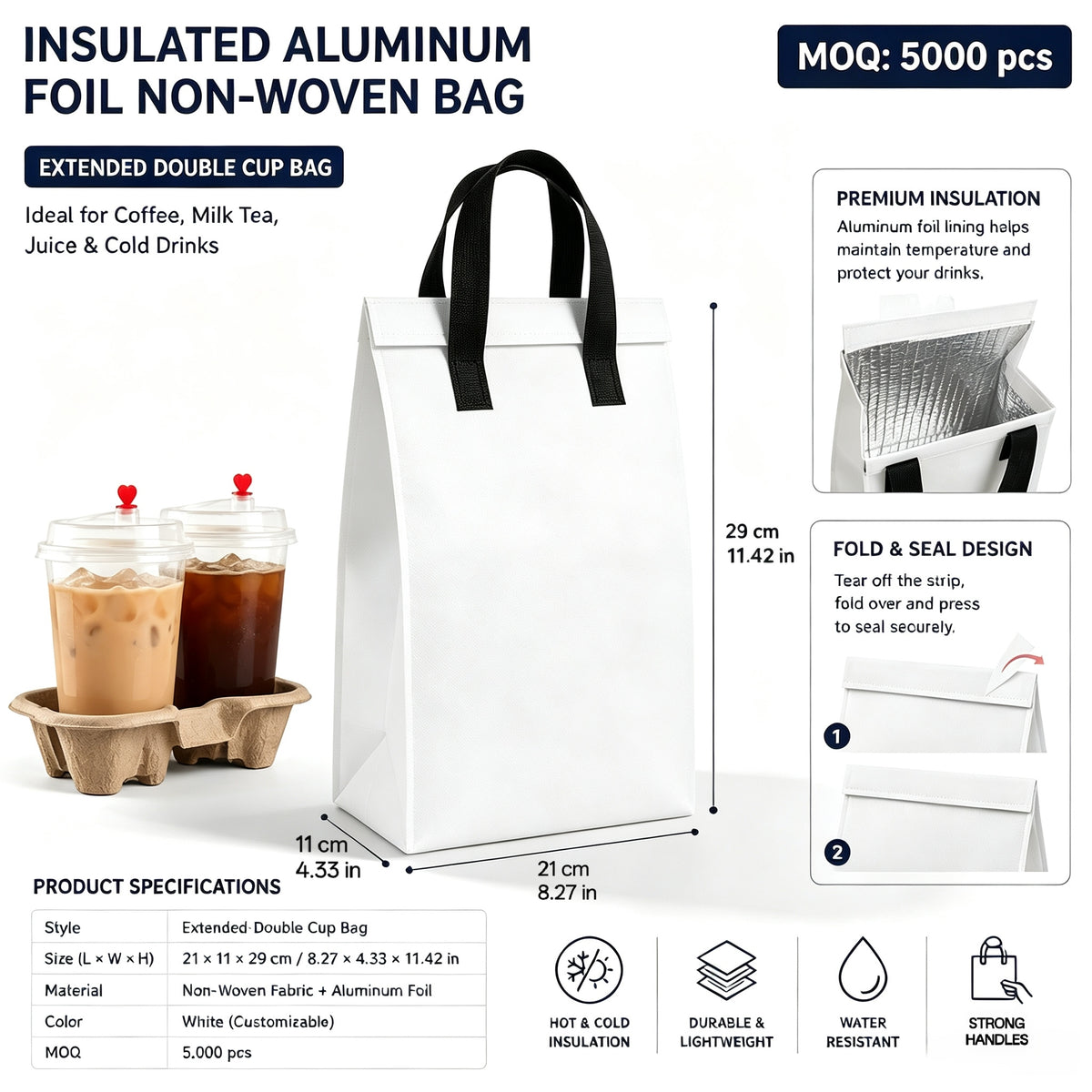 Custom Insulated Aluminum Foil Non-Woven Carry Bags
