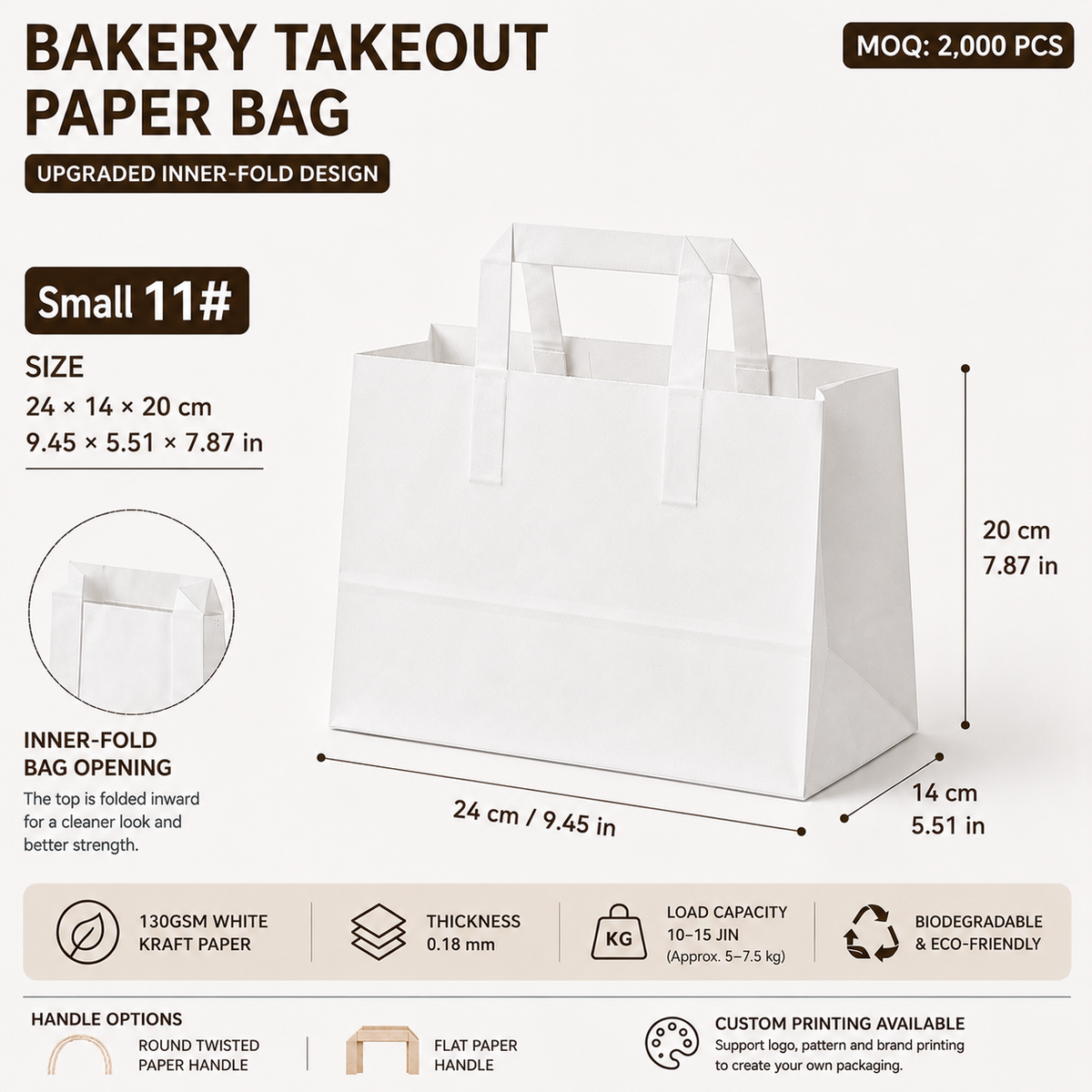 Custom Multi‑Size Bakery Paper Bags for Bread, Cake & Pastry Takeaway Packaging