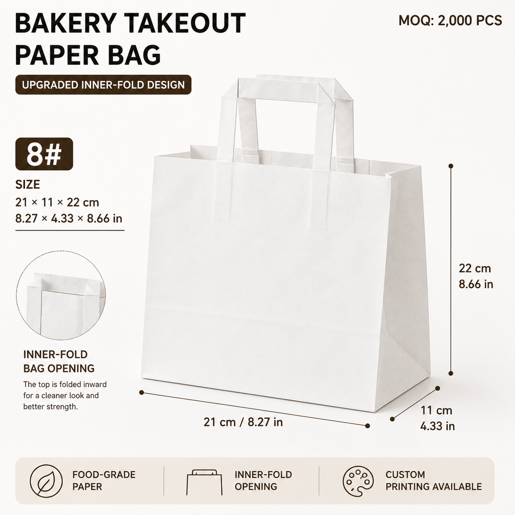 Custom Multi‑Size Bakery Paper Bags for Bread, Cake & Pastry Takeaway Packaging