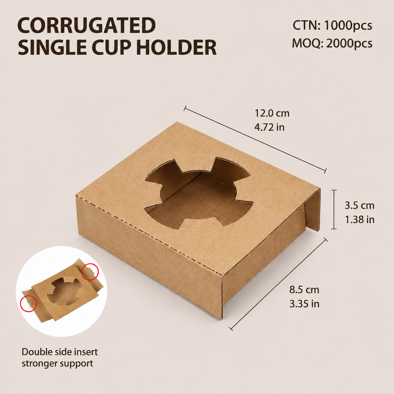 Eco-Friendly Biodegradable Pulp Cup Holder for Coffee & Beverage Takeaway