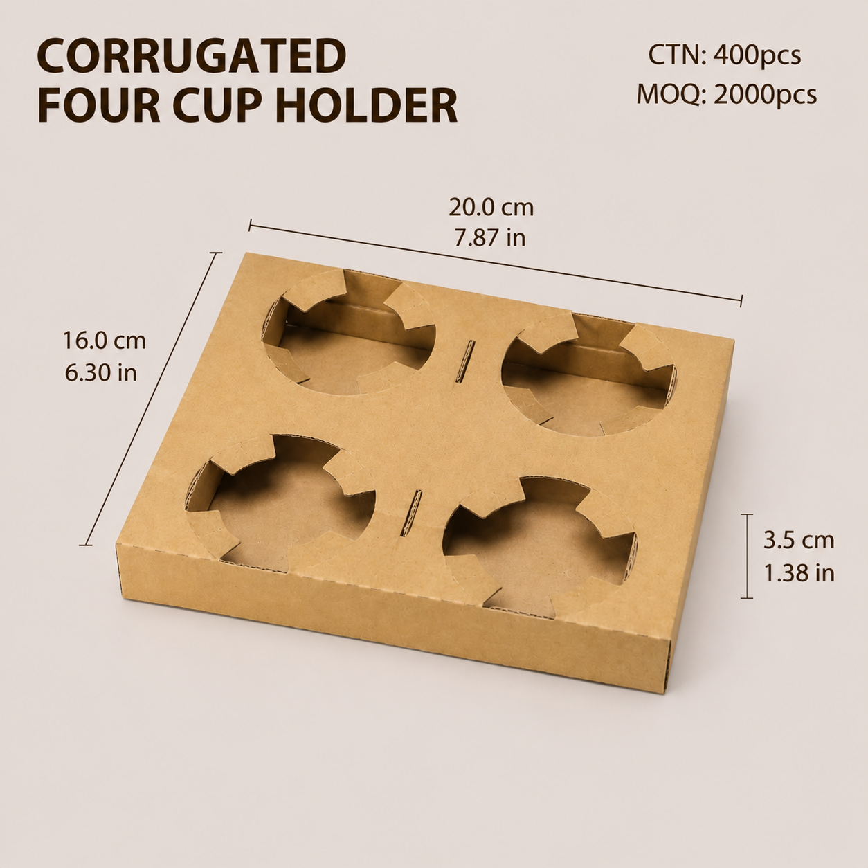 Eco-Friendly Biodegradable Pulp Cup Holder for Coffee & Beverage Takeaway