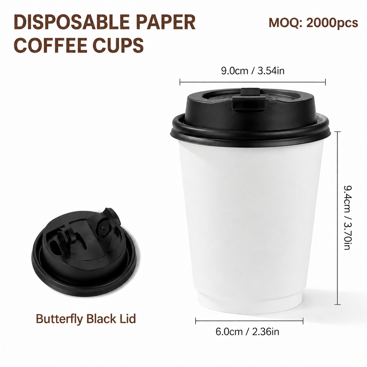 10oz (330ml) Paper Coffee Cups with Lids – Disposable Hot Drink Cups for Cafes & Takeaway