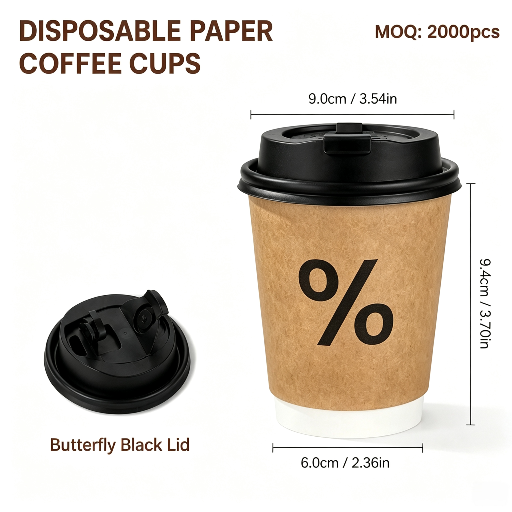 10oz (330ml) Paper Coffee Cups with Lids – Disposable Hot Drink Cups for Cafes & Takeaway