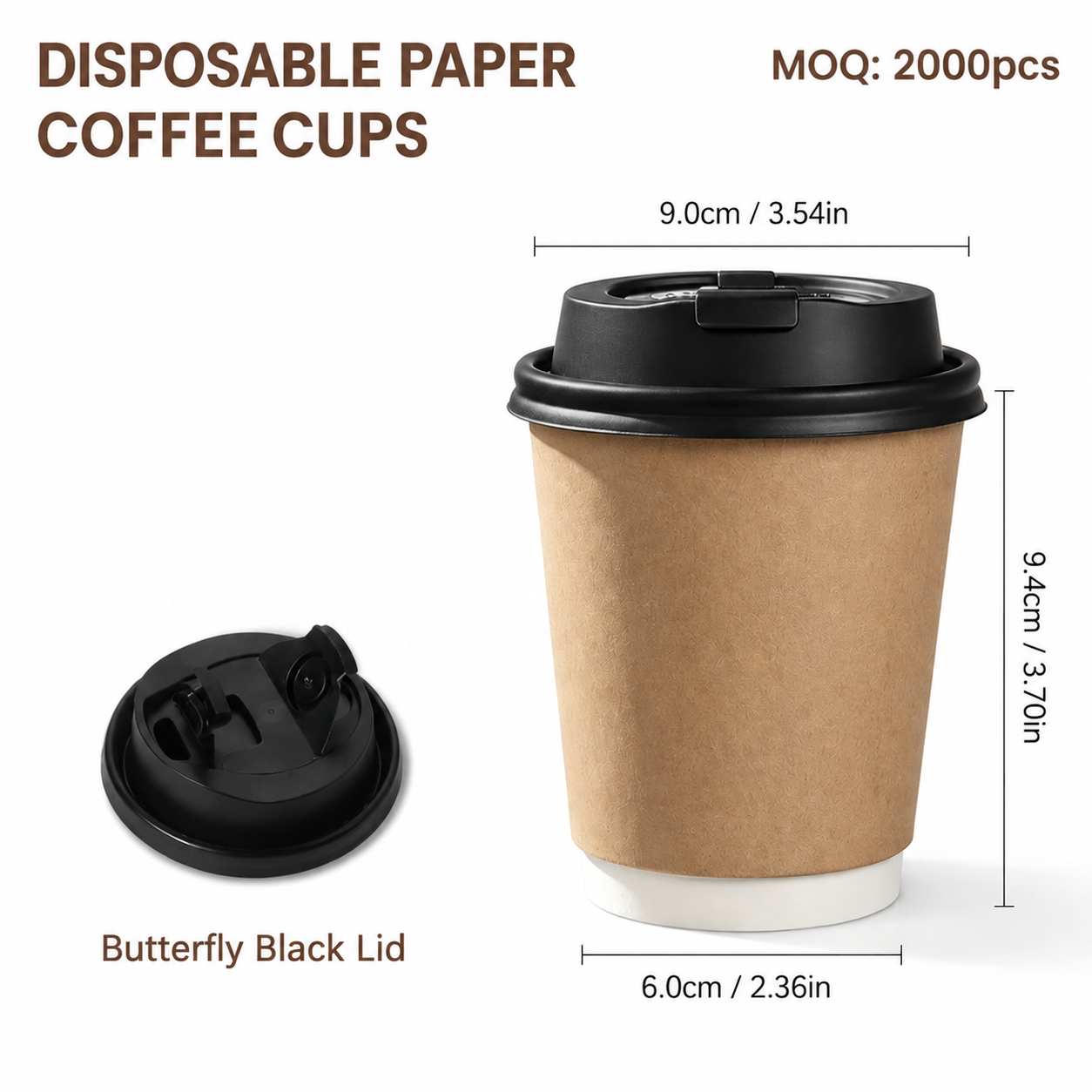 10oz (330ml) Paper Coffee Cups with Lids – Disposable Hot Drink Cups for Cafes & Takeaway