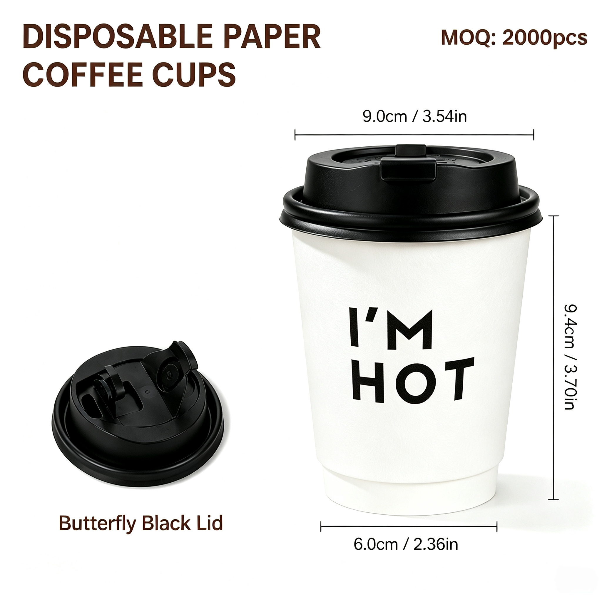 10oz (330ml) Paper Coffee Cups with Lids – Disposable Hot Drink Cups for Cafes & Takeaway