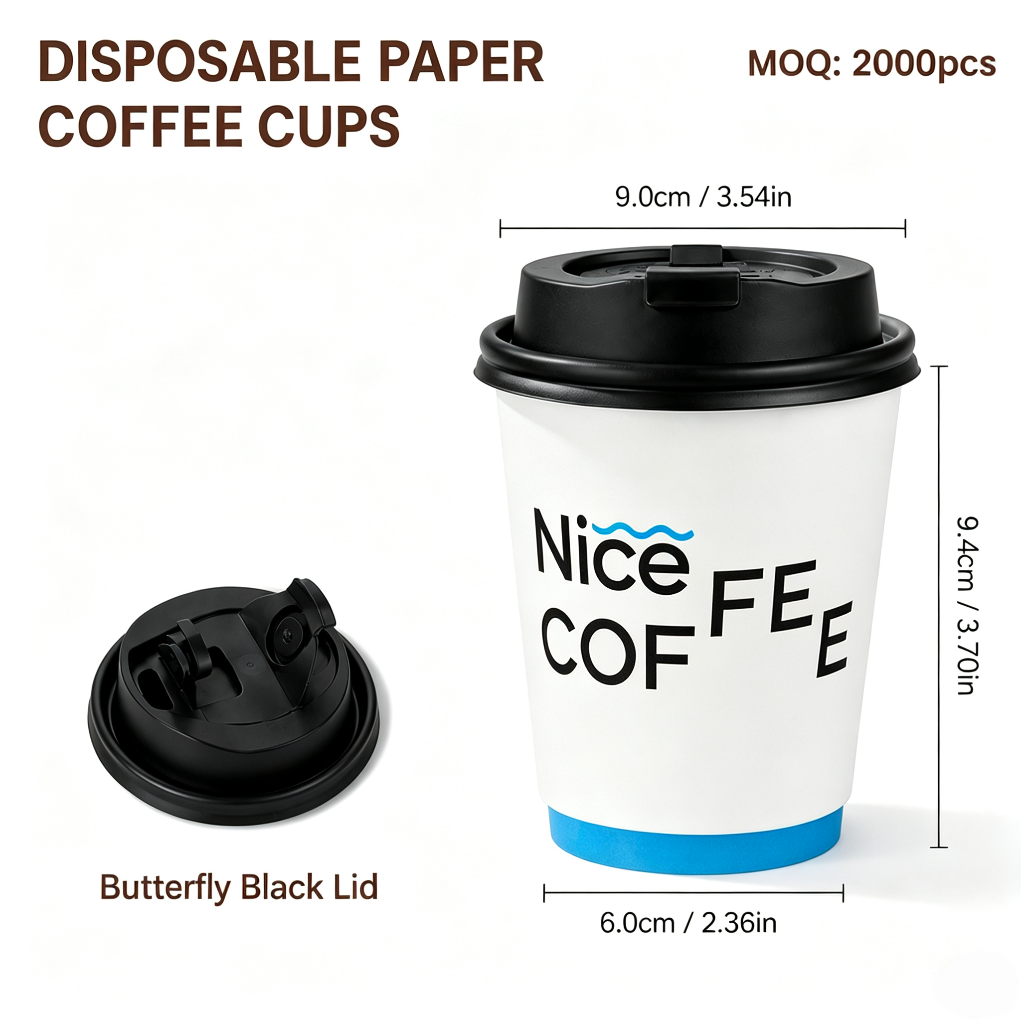 10oz (330ml) Paper Coffee Cups with Lids – Disposable Hot Drink Cups for Cafes & Takeaway
