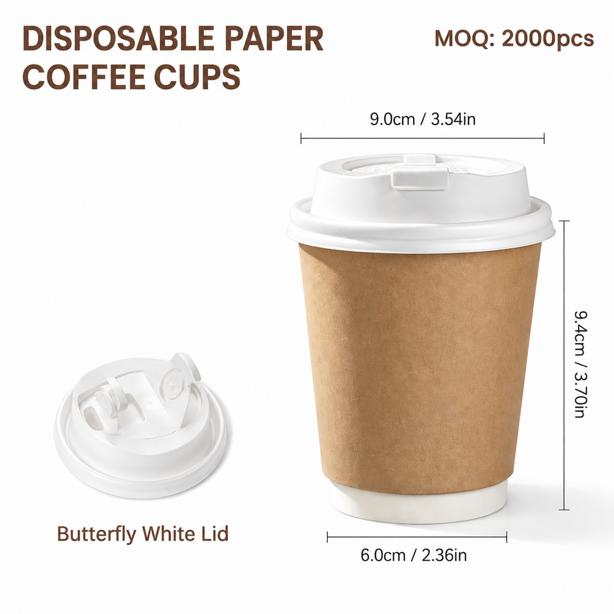 10oz (330ml) Paper Coffee Cups with Lids – Disposable Hot Drink Cups for Cafes & Takeaway