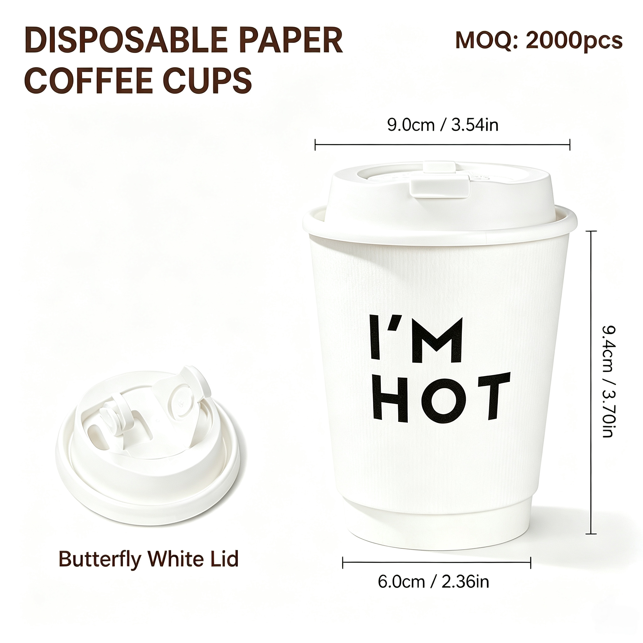 10oz (330ml) Paper Coffee Cups with Lids – Disposable Hot Drink Cups for Cafes & Takeaway