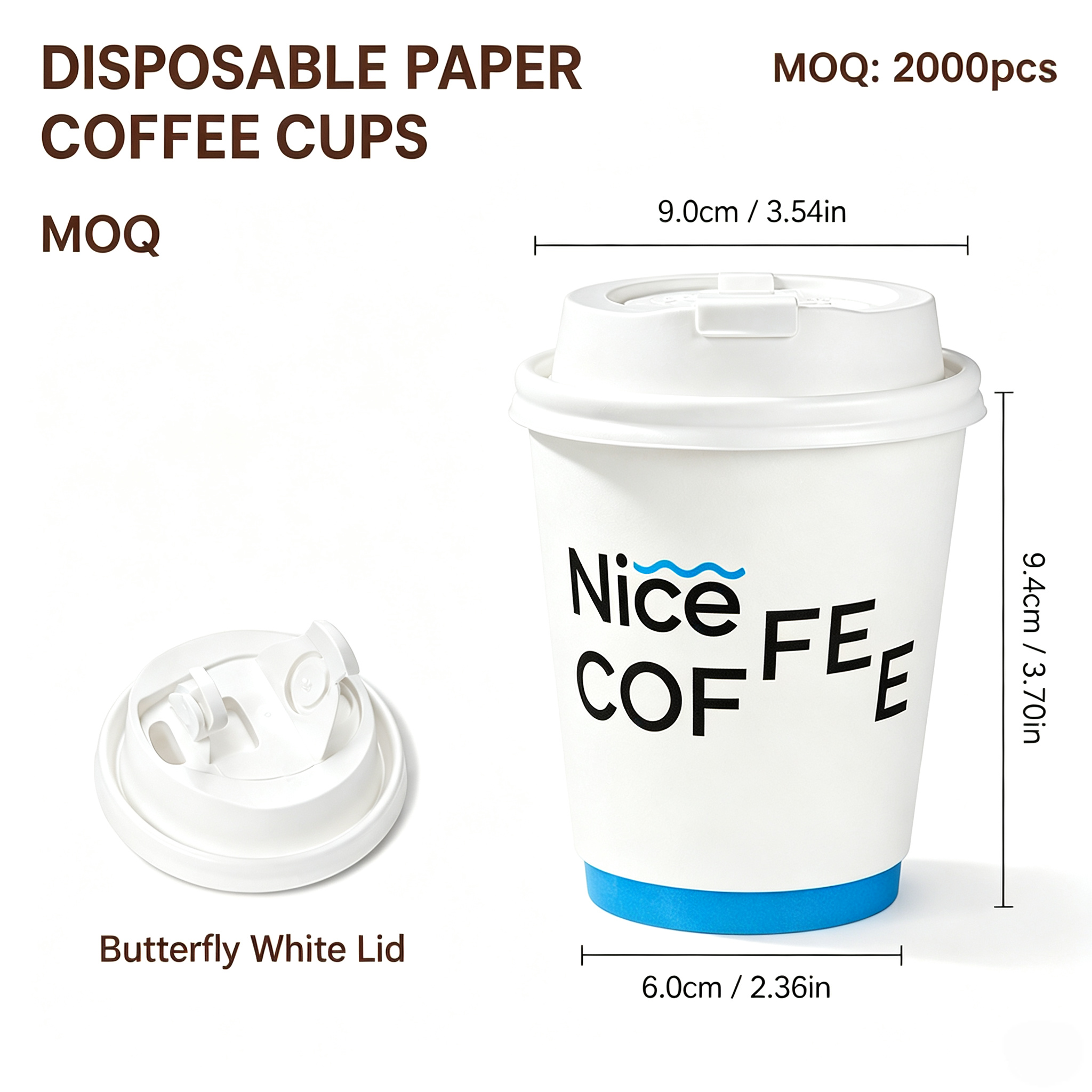 10oz (330ml) Paper Coffee Cups with Lids – Disposable Hot Drink Cups for Cafes & Takeaway