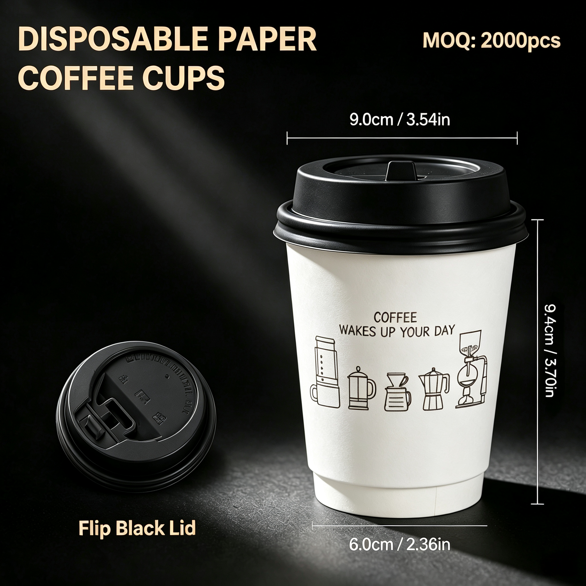 10oz (330ml) Paper Coffee Cups with Lids – Disposable Hot Drink Cups for Cafes & Takeaway