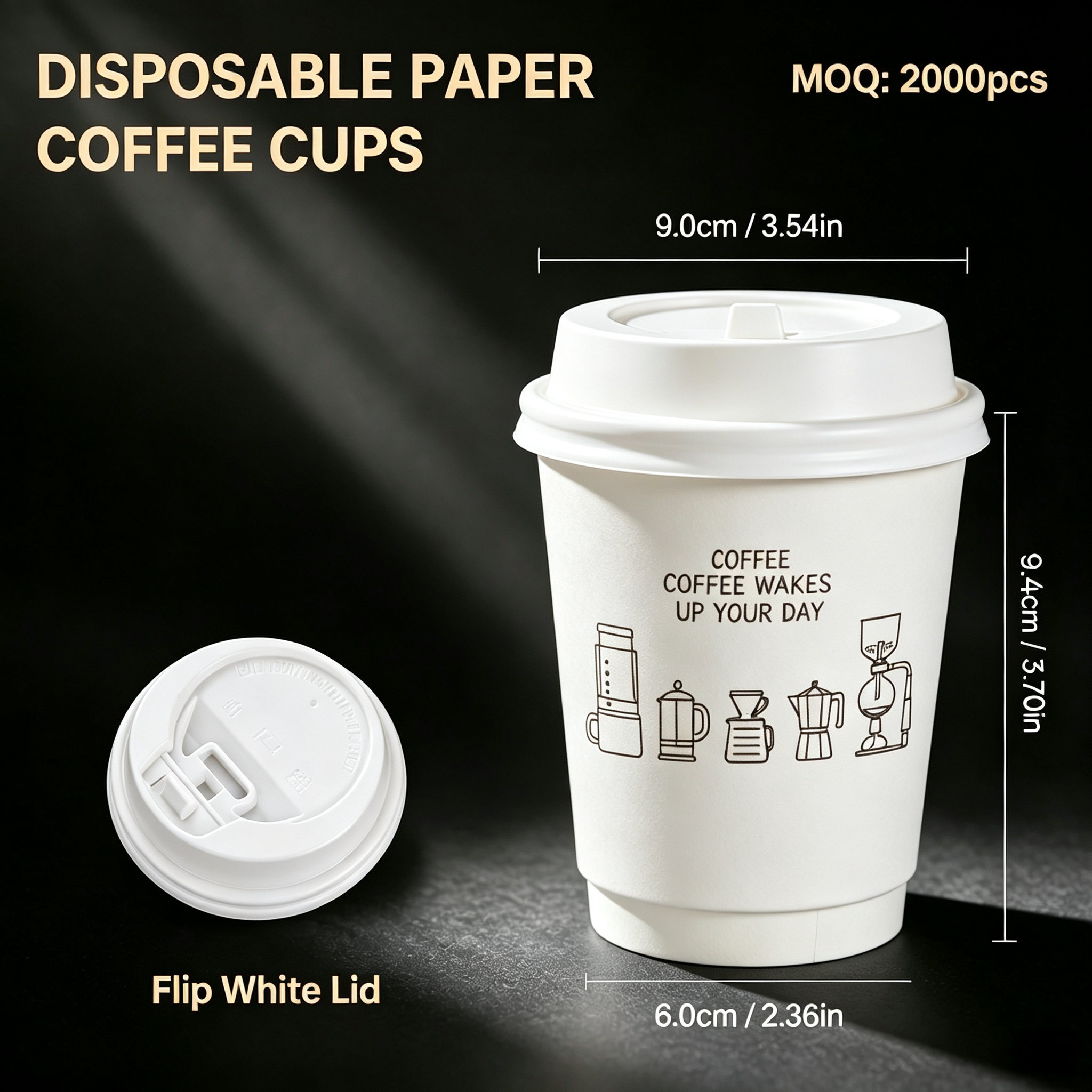 10oz (330ml) Paper Coffee Cups with Lids – Disposable Hot Drink Cups for Cafes & Takeaway