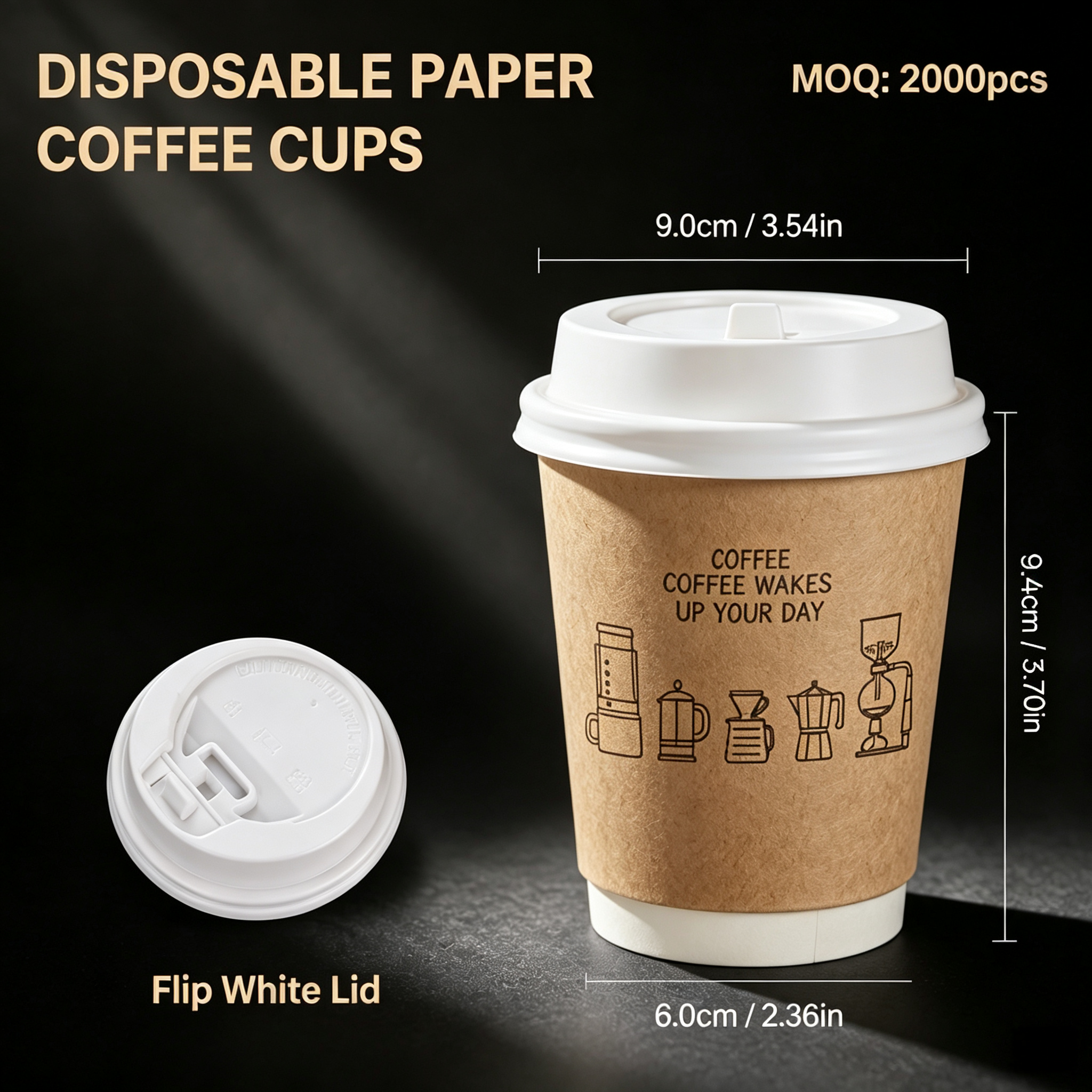10oz (330ml) Paper Coffee Cups with Lids – Disposable Hot Drink Cups for Cafes & Takeaway