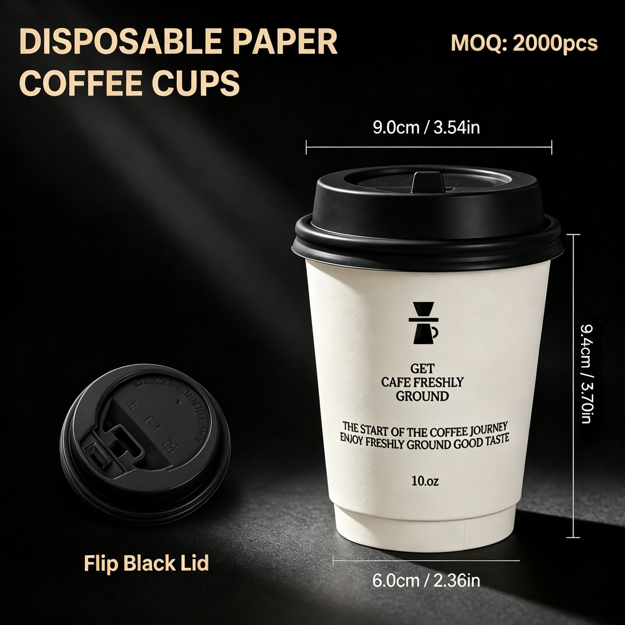 10oz (330ml) Paper Coffee Cups with Lids – Disposable Hot Drink Cups for Cafes & Takeaway