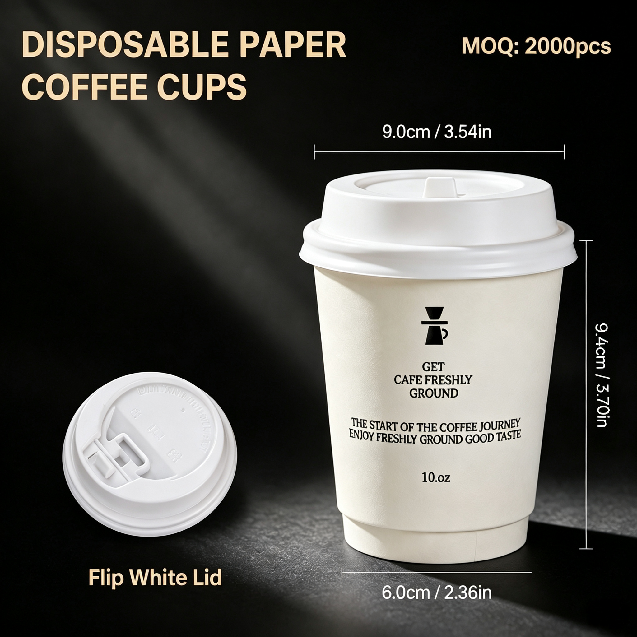 10oz (330ml) Paper Coffee Cups with Lids – Disposable Hot Drink Cups for Cafes & Takeaway