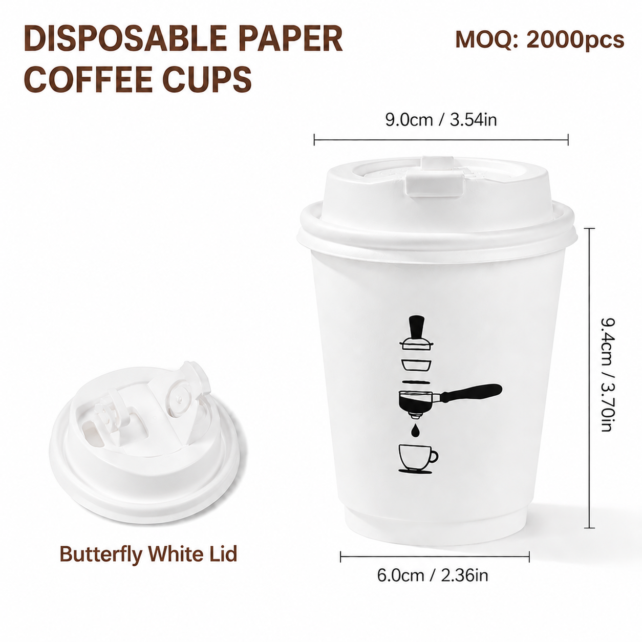 10oz (330ml) Paper Coffee Cups with Lids – Disposable Hot Drink Cups for Cafes & Takeaway