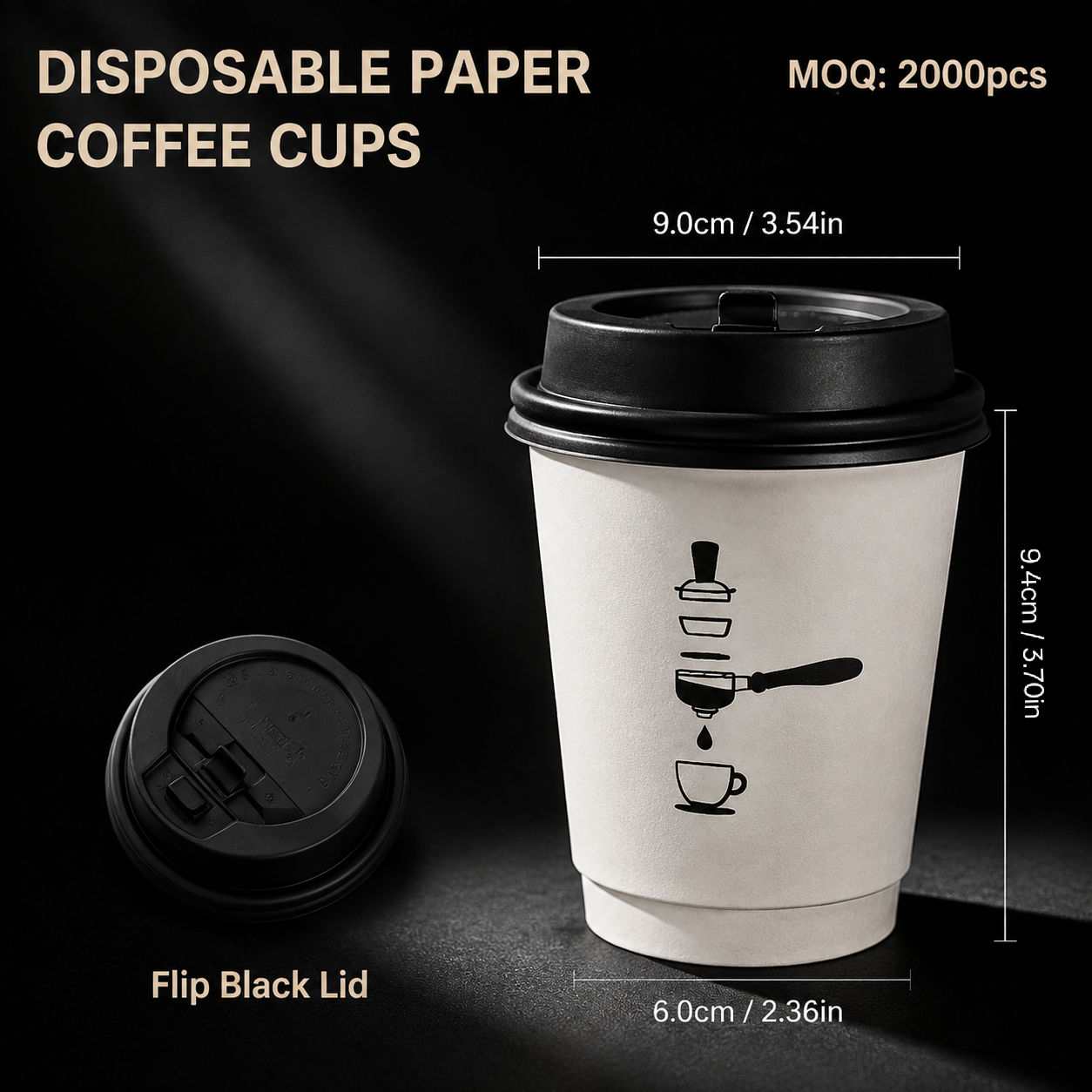 10oz (330ml) Paper Coffee Cups with Lids – Disposable Hot Drink Cups for Cafes & Takeaway
