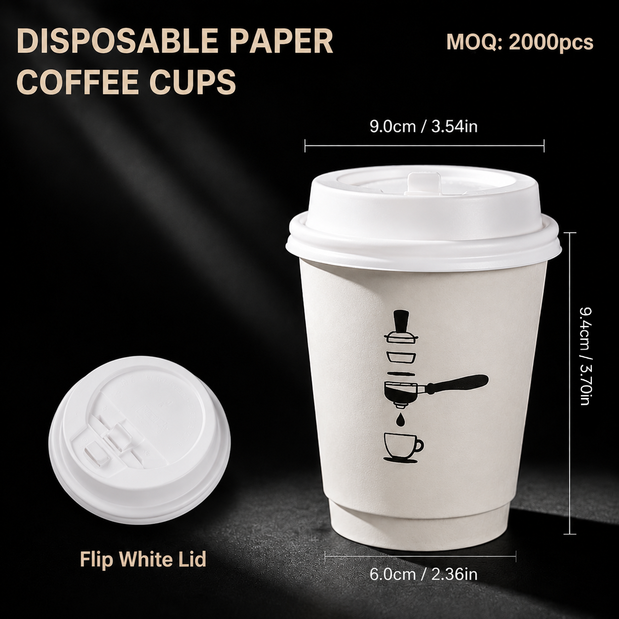 10oz (330ml) Paper Coffee Cups with Lids – Disposable Hot Drink Cups for Cafes & Takeaway